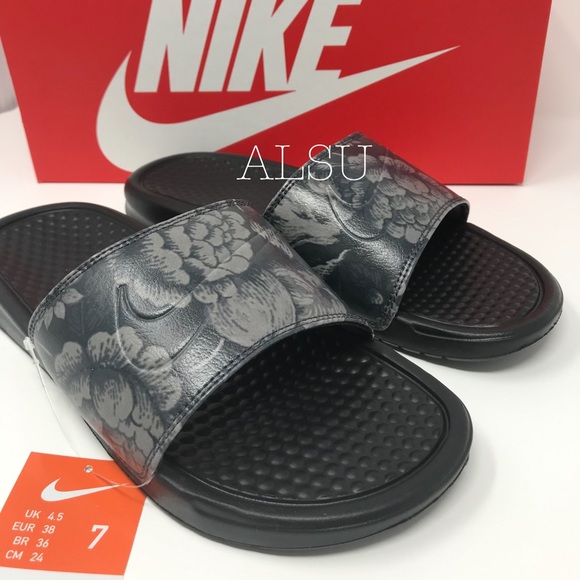 Nike Benassi JDI Print Black Flowers W AUTHENTIC - Picture 4 of 7